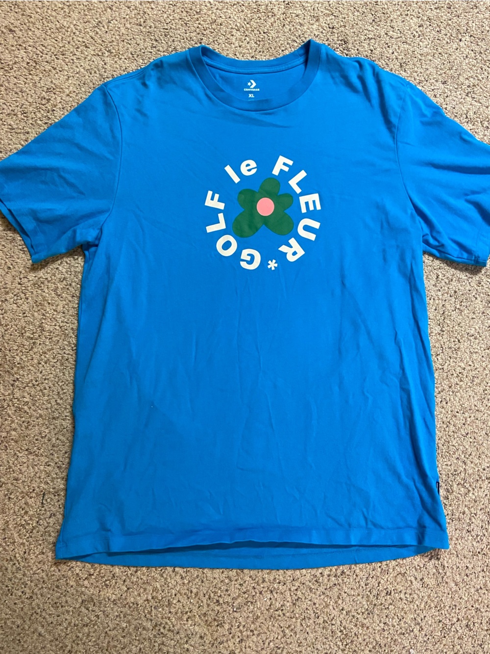 Converse x GOLF le Fleur Tyler the Creator Flower Blue T Shirt Size XL